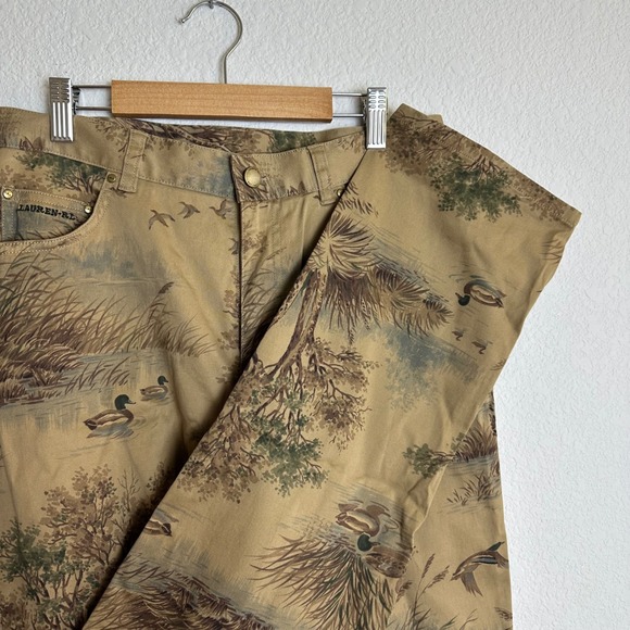 Lauren Ralph Lauren Pants - Vtg Lauren Ralph Lauren Size 8 Mallard Duck Print Straight Leg Chino Pants Brown